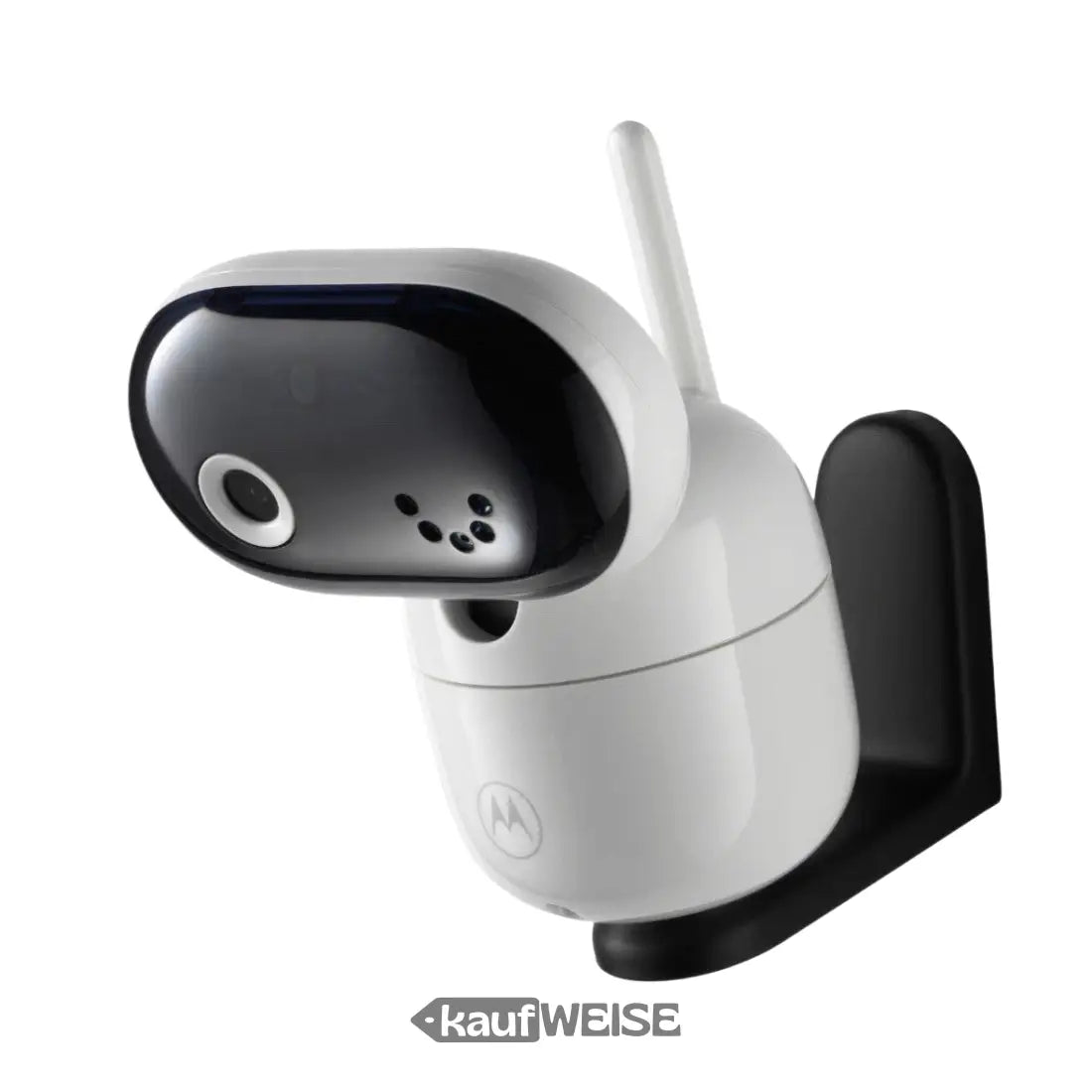 Weiße und schwarze Babyphone Kamera mit Antenne für WLAN Nachtsicht und Schwenkfunktion