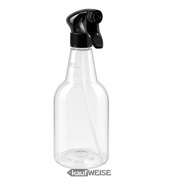 Transparente sprühflasche 750 ml leer mit schwarzem on/off sprühkopf ideal für haushalt und garten