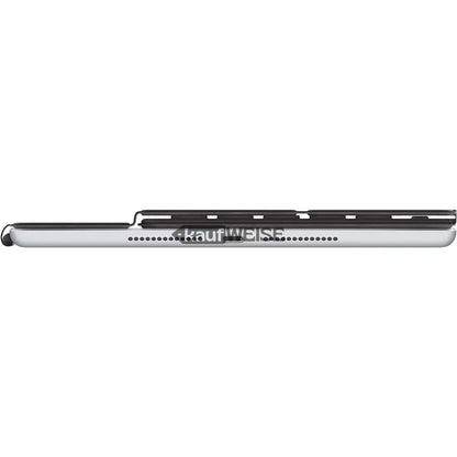 Silbernes Tablet mit Stylus und dunkler Hülle für Apple iPad Smart Keyboard