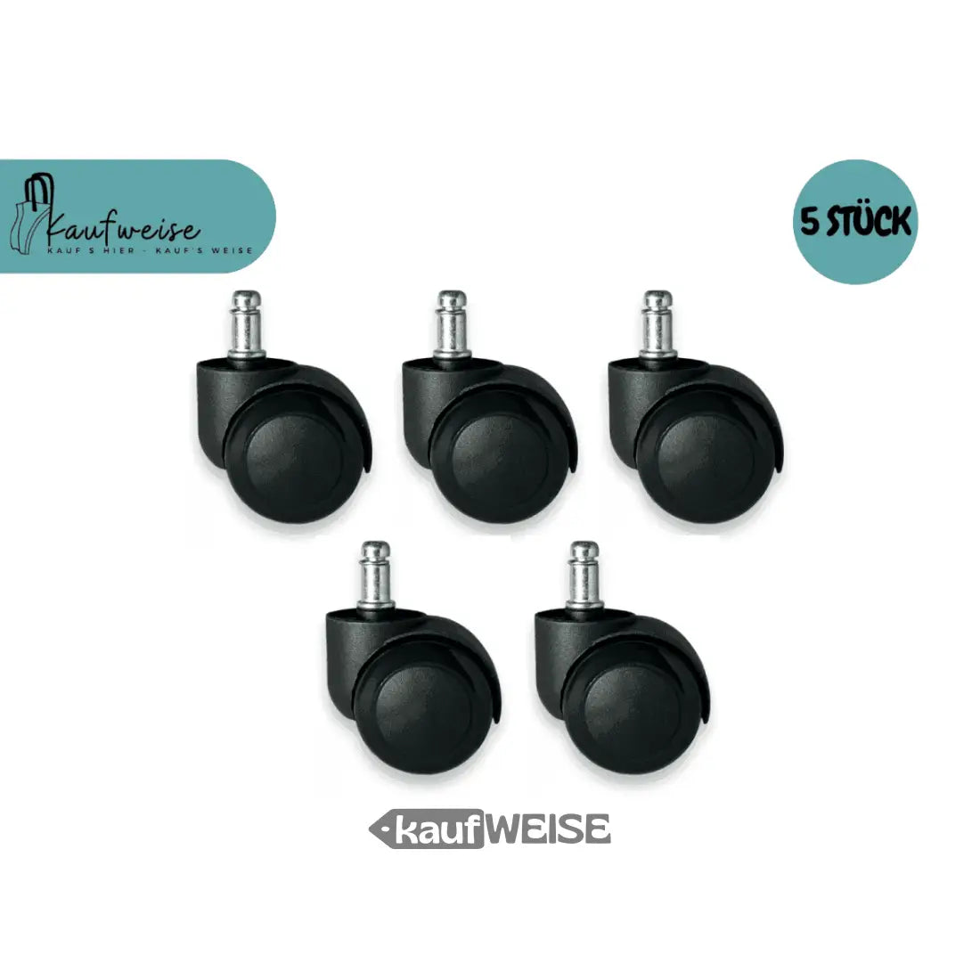 Fünf bürostuhlrollen schwarz, kratzfrei & leise für Parkett Laminat