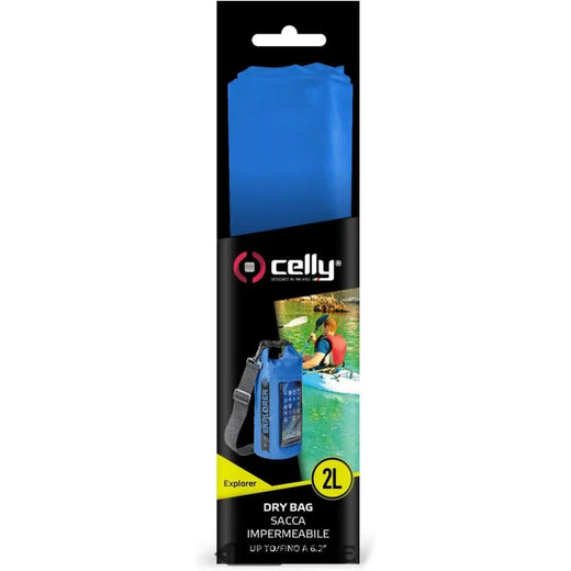 Borsa impermeabile Celly Explorer 2L | Scomparto impermeabile per cellulare (touch) | Tracolla e chiusura a rotolo | All'aperto