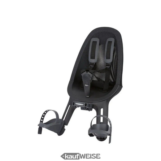 Seggiolino anteriore per bicicletta Qibbel Air nero | Montaggio sul manubrio | 9 mesi - 3 anni (15 kg) | Imbottitura in rete