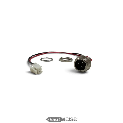 Presa di ricarica con cavo per hoverboard / monopattino elettrico | Cablaggio a 2 poli, presa rotonda a 3 pin | 18 cm | Incl. dado e anello