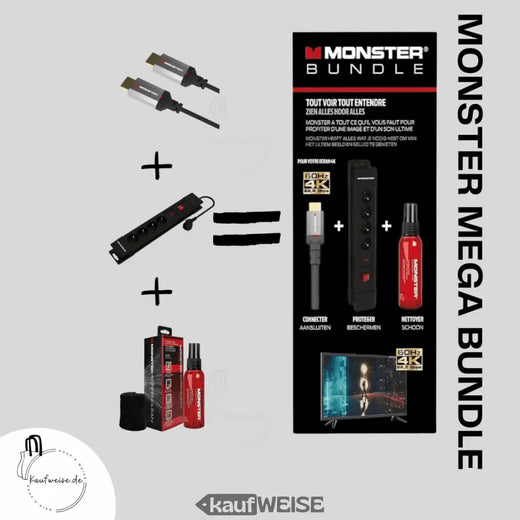 Monster Pack HDMI 8K - 4K 120Hz 48GBPS 1,8m + SCREENCLEAN 60ML + Alimentazione 4 prese