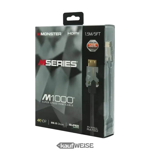 Cavo HDMI Monster M1000 Ultra HD (1,5 m) | 4K HDR10 | Alta velocità 18 Gbps | Connettore V-Grip™