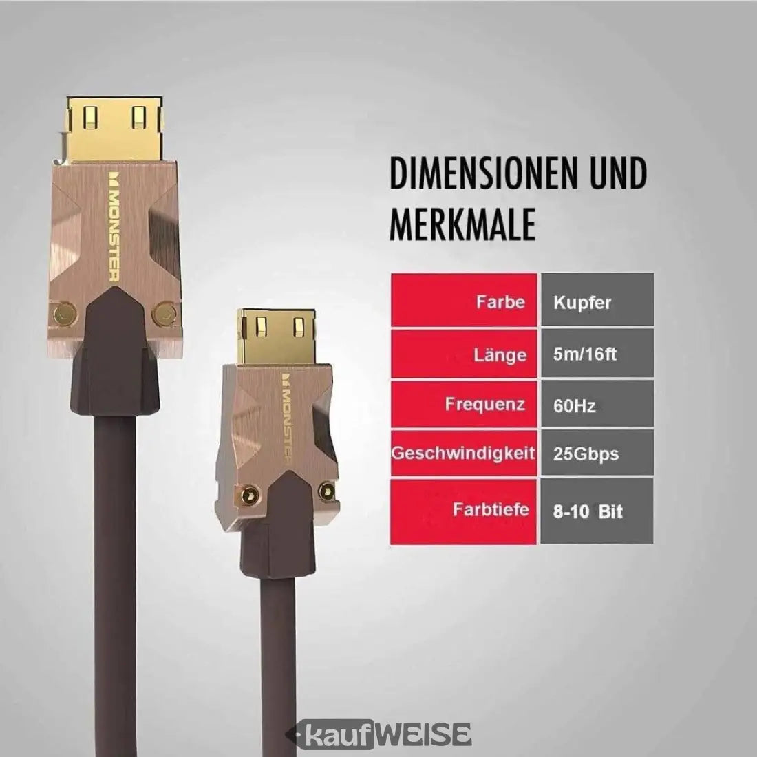 Monster HDMI-Kabel M2000 4K für brillante UHD-Qualität mit Specs