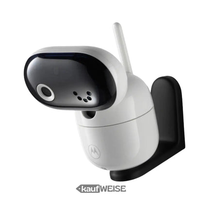 Weiße und schwarze Babyphone Kamera mit Antenne für WLAN Nachtsicht und Schwenkfunktion