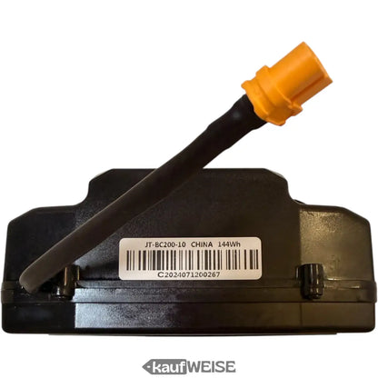 Schwarzer Hoverboard-Akku Samsung 36V 4.4Ah mit orange Stecker und Barcode