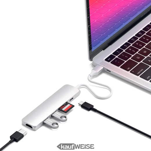 Adattatore multiporta USB-C sottile Satechi V2 | HDMI 4K 60 Hz e PD 60 W | Argento