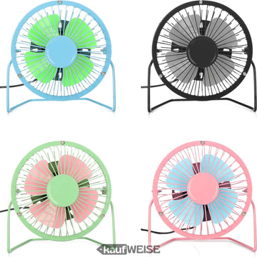 Tedi Mini Ventilatore USB (15 cm) | Ventilatore da tavolo in metallo silenzioso, inclinabile a 360° | Ideale per scrivania e ufficio