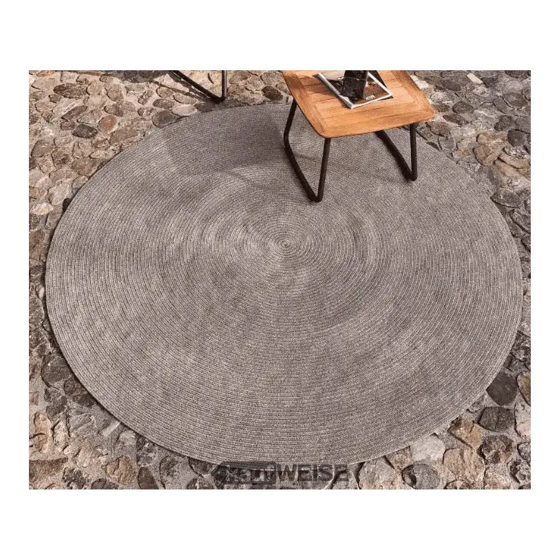 Runder grauer, geflochtener Weishäupl Outdoor-Teppich mit stilvollem Design